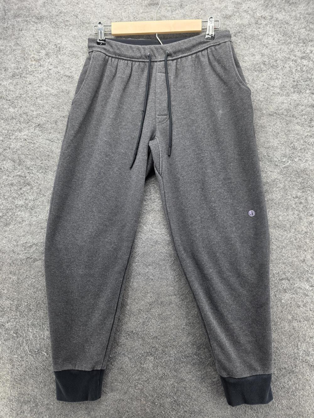 Jambys Pants Mens S Gray Jogger Fleece Elastic Waist Pockets Lined Ribbed